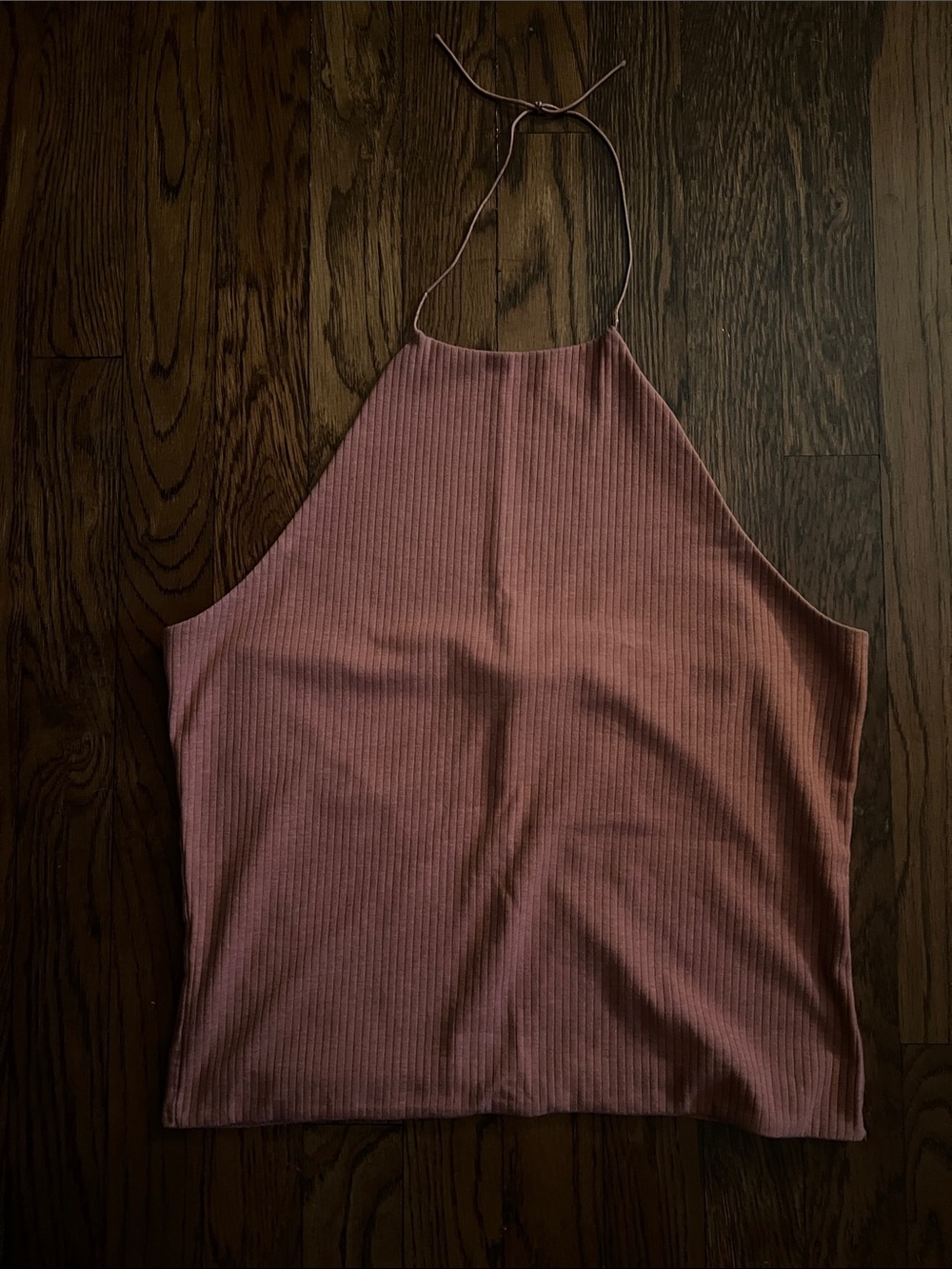 Me to We Mauve Pink Ribbed Halter Crop Top